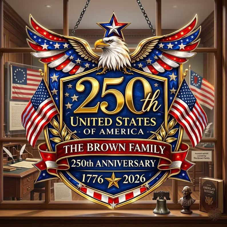 Personalized USA 250th Anniversary Suncatcher Acrylic