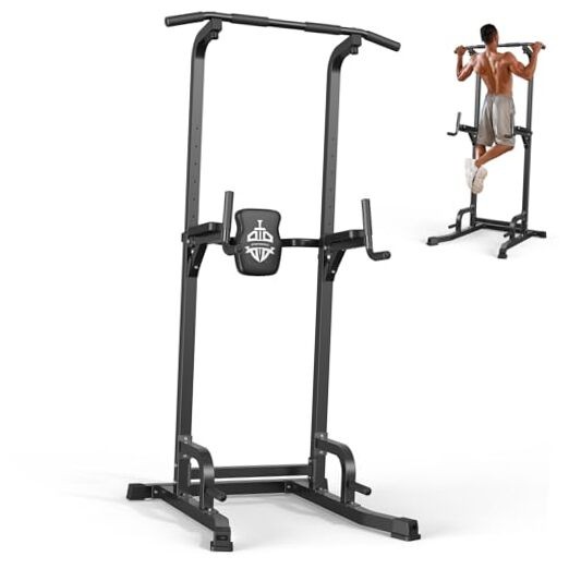 Power Tower Pull Up Bar Station, 450LBS Stable Pull Up Dip Station for Black