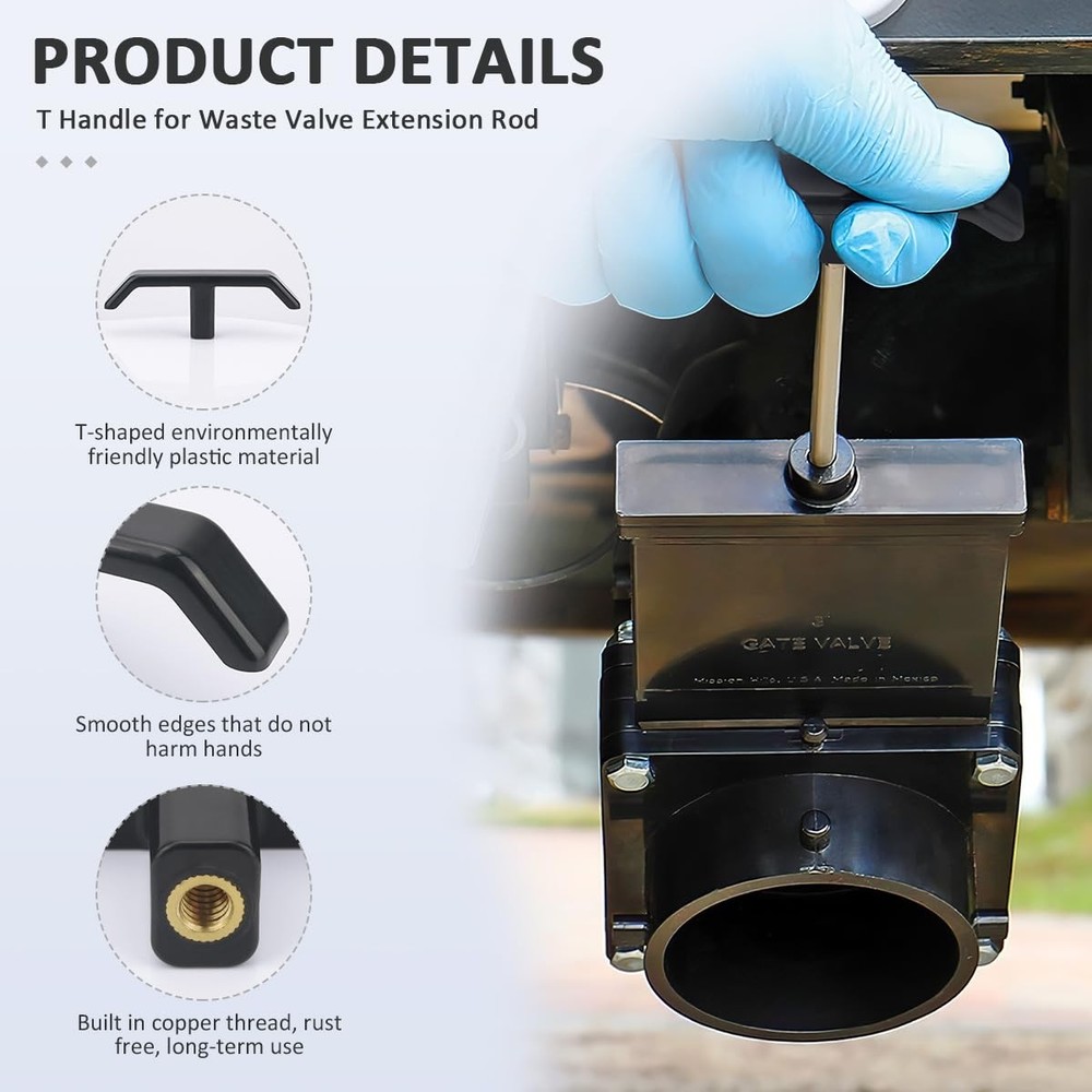 JIYIZO 2pcs RV Waste Valve Handle Replacement for Extension Black