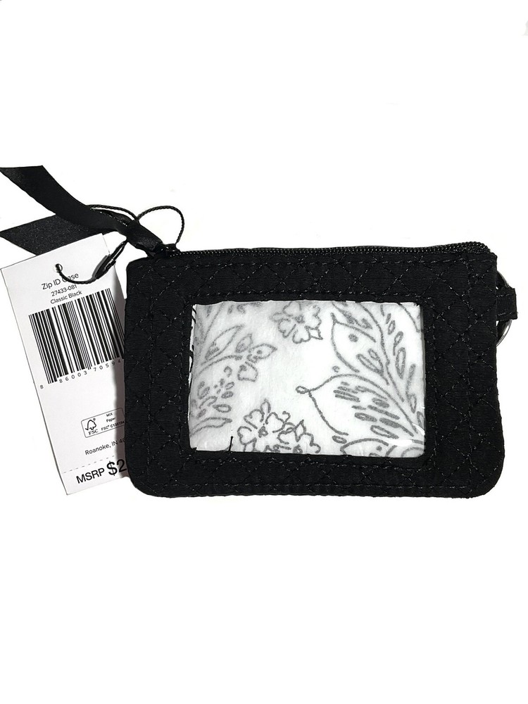 *NWT Vera Bradley Zip ID Case in Microfiber Black/SRP $22
