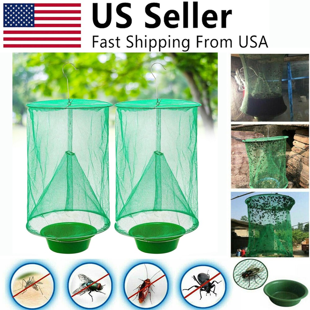 2 Pack The Ranch Fly Trapper Reusable Pest Bug Fly Catcher Killer Cage Net Trap