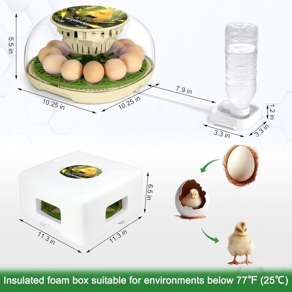 Multi-Function Egg Hatcher with Automatic Turner for Chicken, Duck & Quail Eggs