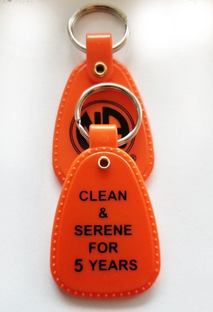 Narcotics Anonymous - NA - 5 year ORANGE & BLACK KEY TAG - 5+ yr clean