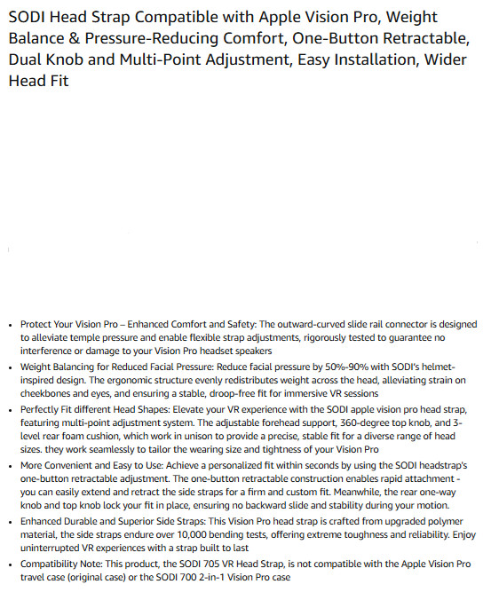 SODI VR HEAD STRAP FOR APPLE VISION PRO (HEAD STRAP ONLY)
