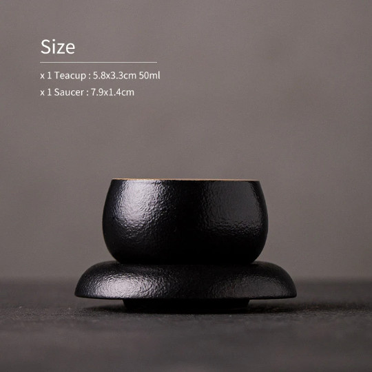 Black Crockery Ceramic Tea Cup with Saucers 50ml