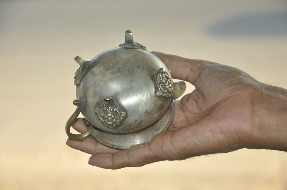Vintage Brass Handcrafted Engraved Solid Small Tea Kettle/Cup