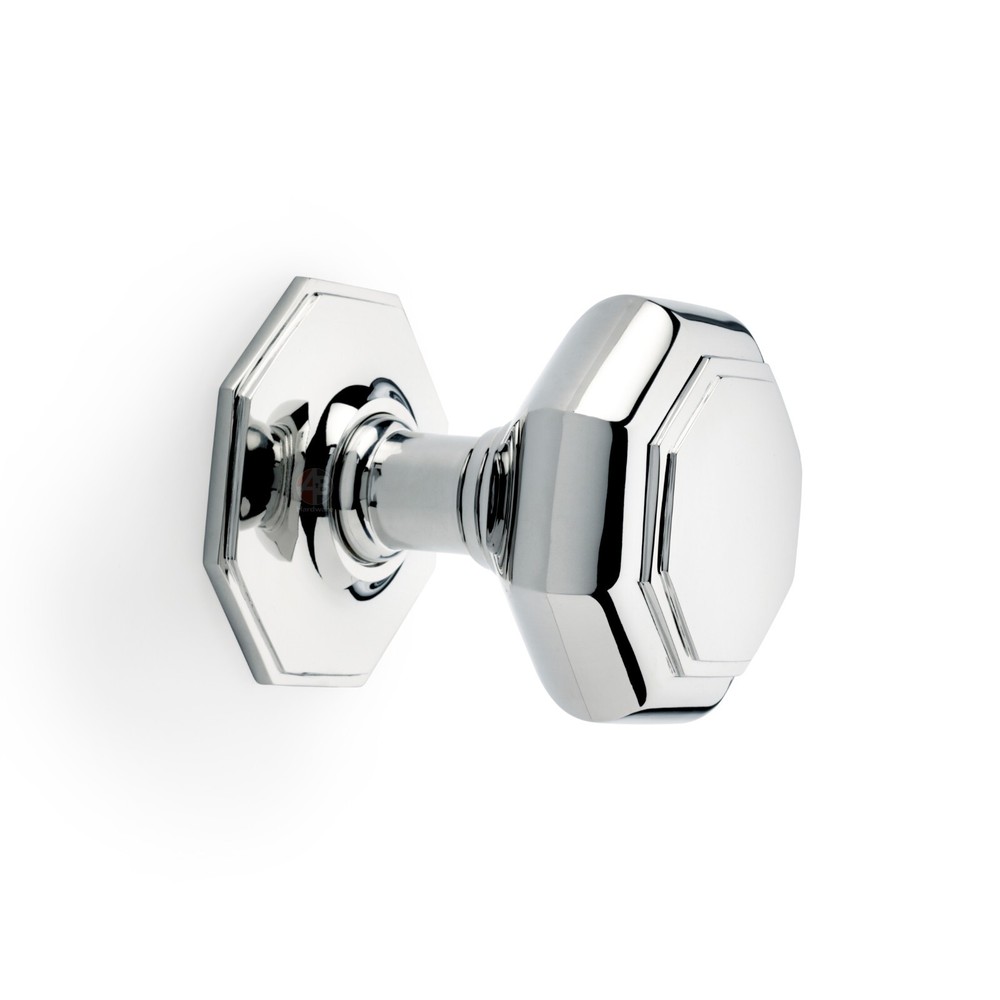 110mm Polished Chrome Octagonal Centre Door Knob Pull Front Back Very Large