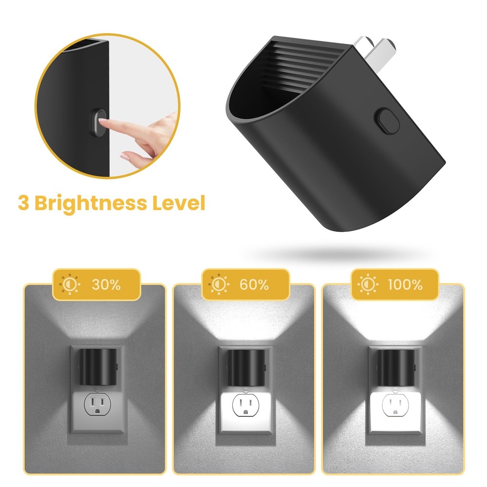 Night Light, Lights Plug into Wall, 2 Pack, Dim LED 2 pack, White-3.0