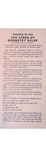 Speed-Up Geometry Ruler Baltimore Drafting Tool 1950s Protractor Stencil