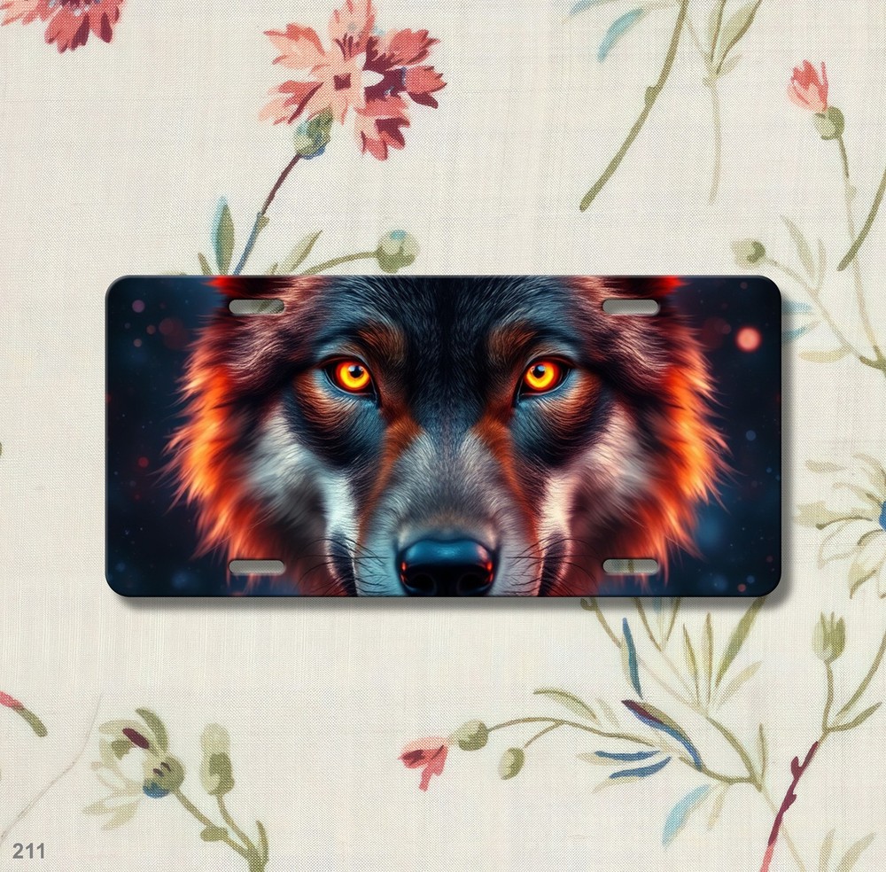Realistic Wolf License Plate Customizable Front Plate Anniversary Gift