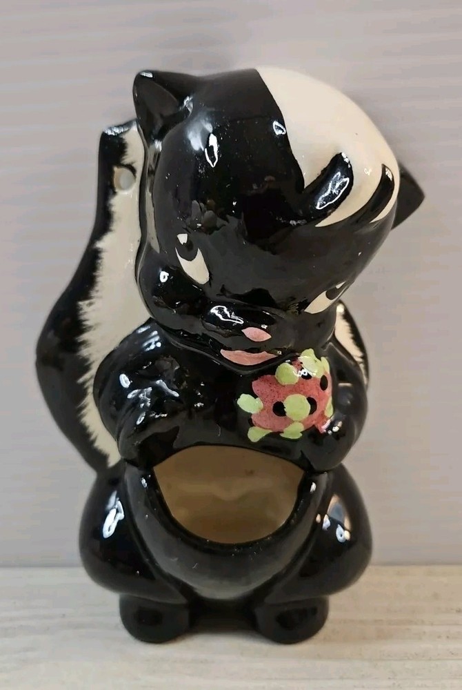 1950s de lee Art De Stinker Skunk Wall Pocket Match Holder Ceramic 5"