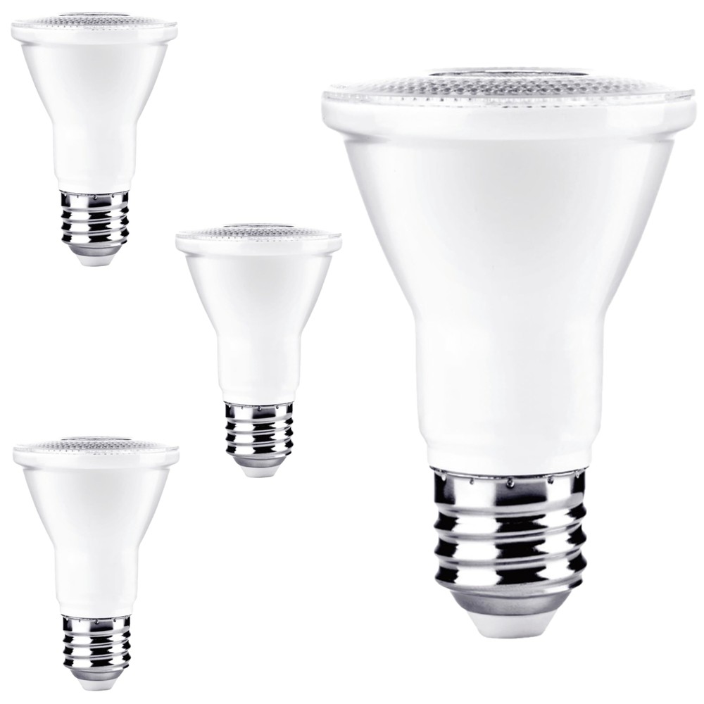 4Pack PAR20 LED Basics Flood Wet Light Bulb, 7W(50W) 4000K, E26, 500LM