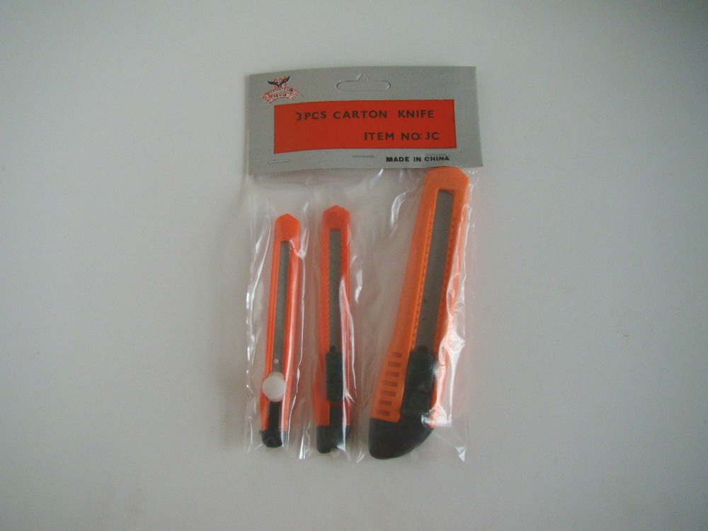 Knife Set 3 piece Orange handle box cutter