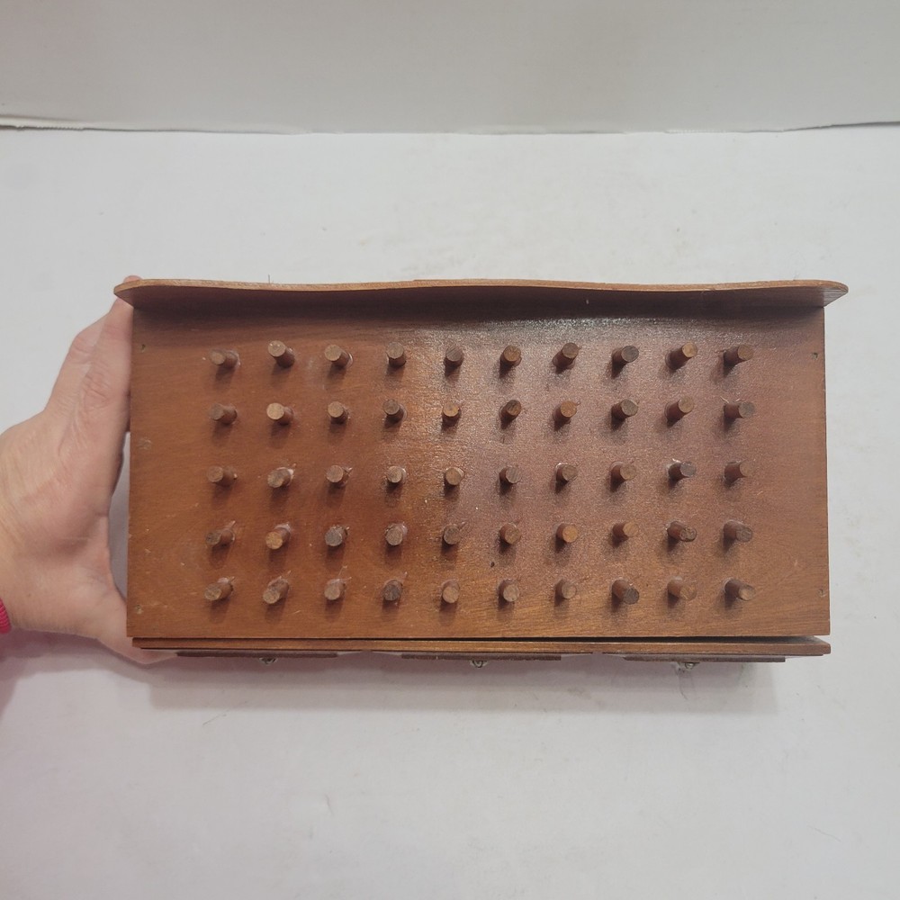 Vintage Sewing Bobbin Thread Box Footed with Drawer Craft Storage & 70 Spools