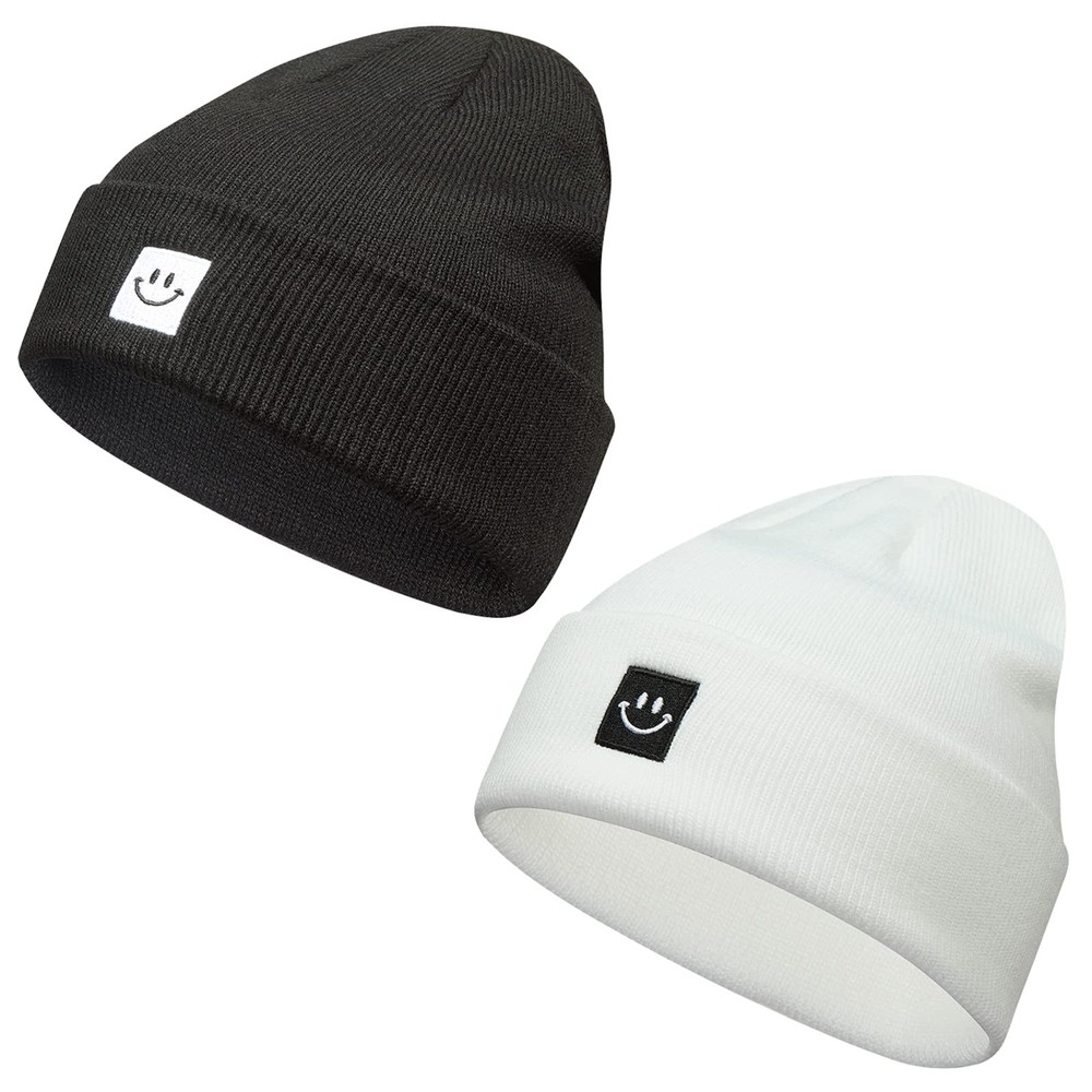 Paladoo Knit Beanie Hat White/Black 2Pack One Size, 2pack