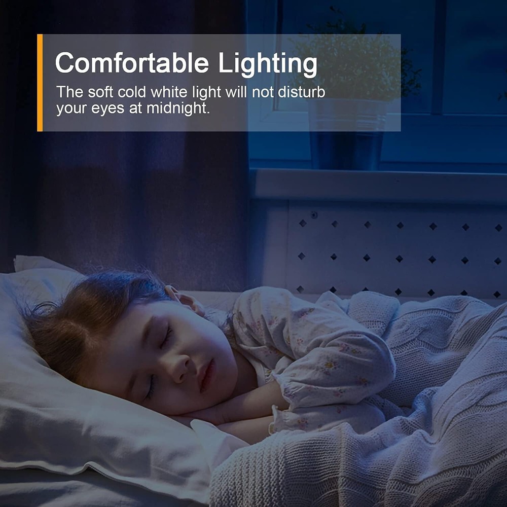 Stepless Adjustable LED Night Lights with Motion Sensor - Cold White Glow 2-Pack