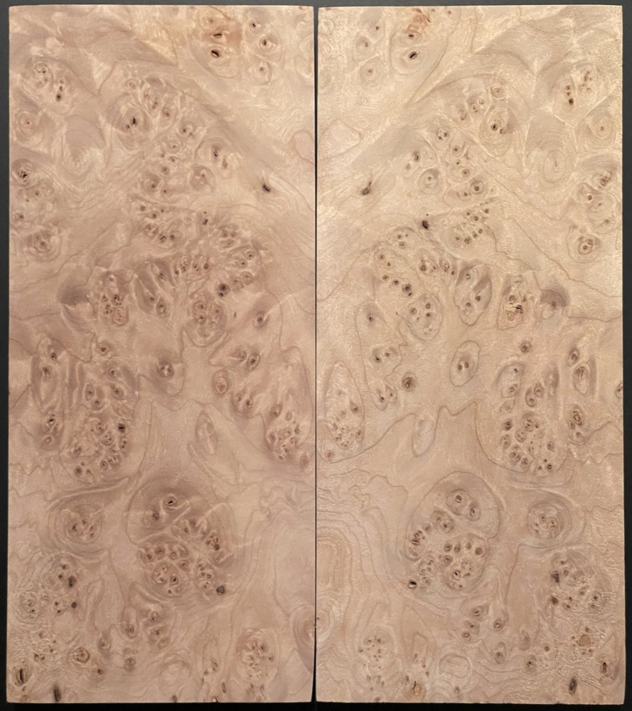 1/2" x 2-5/8" x 6" Sanded Pair Highly Figured Maple Burl Handles Grip Blanks