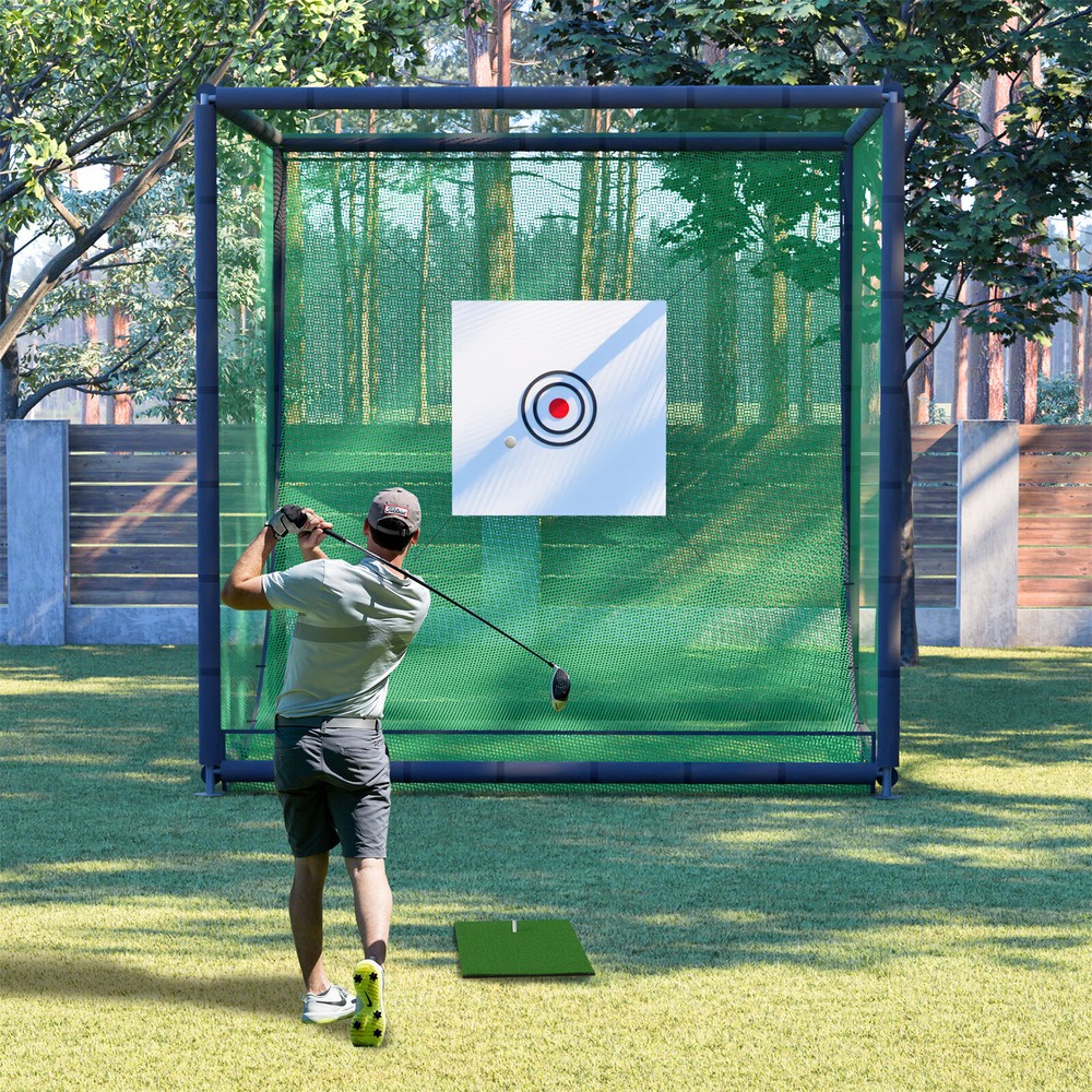 10FTX10FT Golf Training Simulators Kit Golf Practice Net Cage Metal Frame