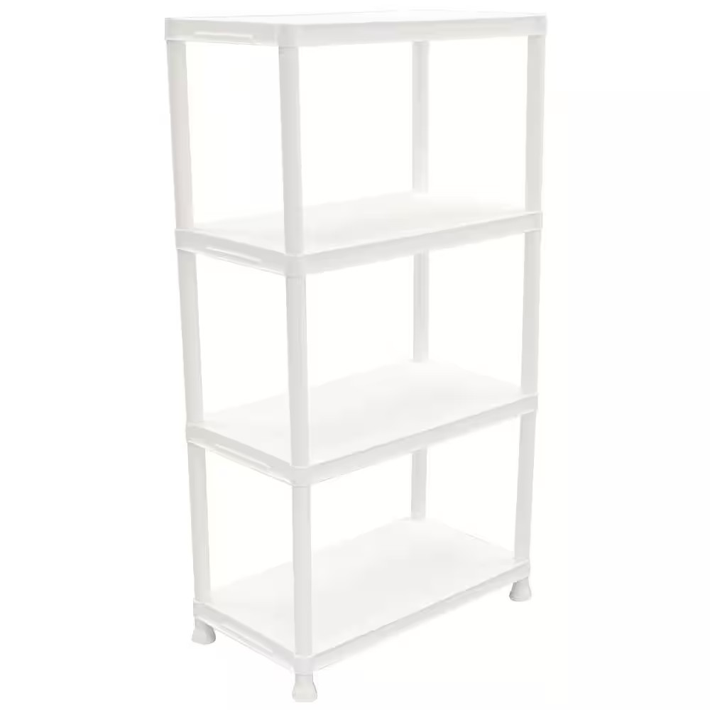 4-Tier Easy Assembly Multi-Purpose Plastic Garage Storage Shelving Unit in Gray