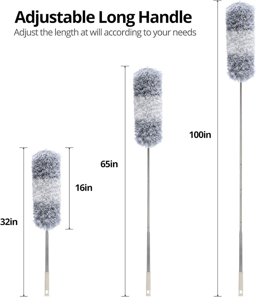 Microfiber Feather Duster Extendable Duster W/ 100 inches Extra Long Pole