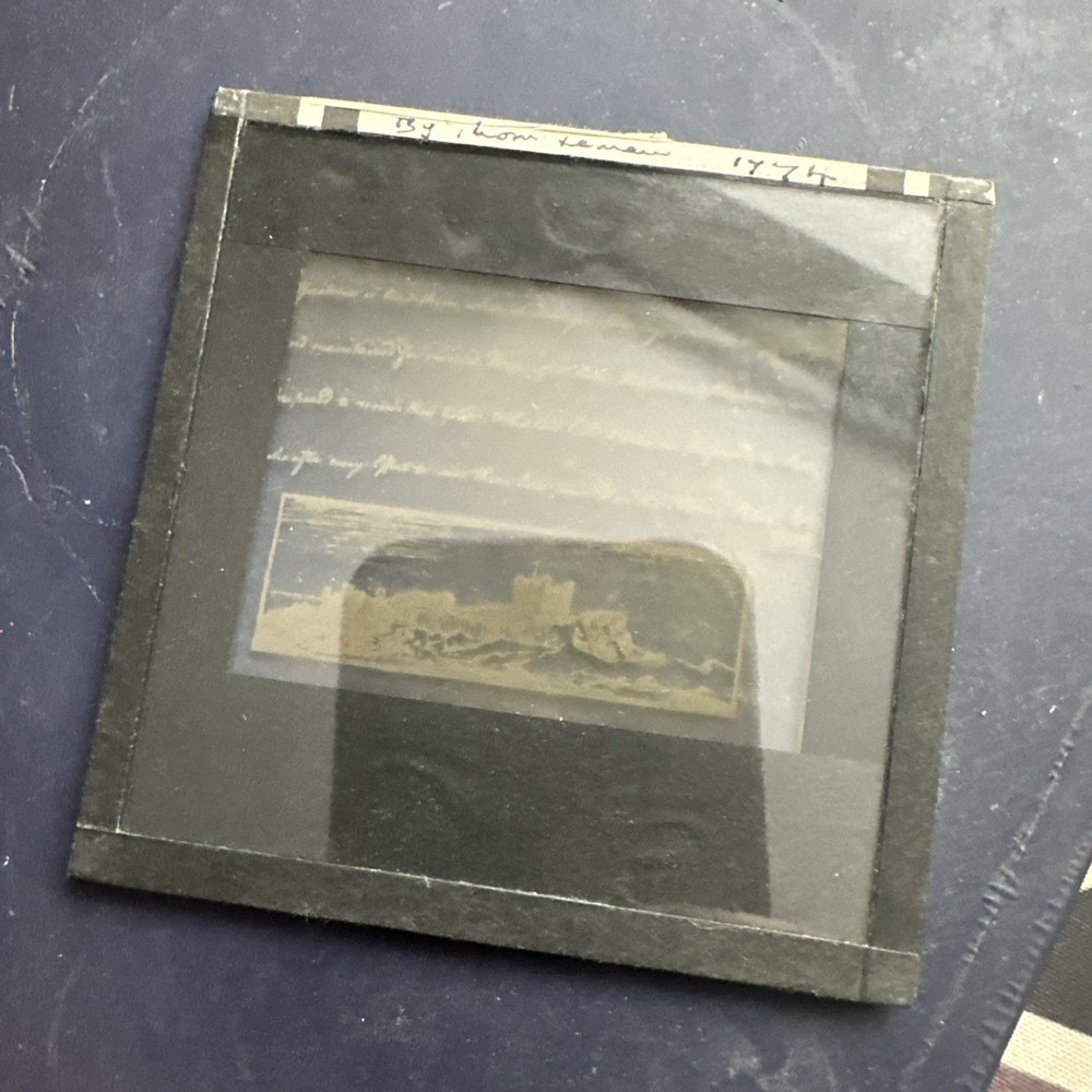 Antique Magic Lantern Slide castle drawing