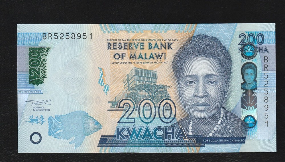 Malawi 200 Kwacha 2022 P 65AF UNC Banknote