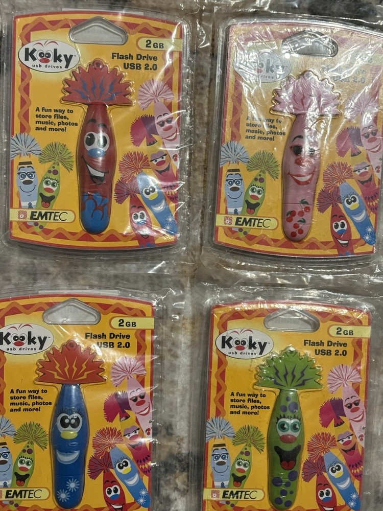 Kids Emtec Kooky 2GB USB Flash Drive USB 2.0 Wave 1 RANDOM Pull Read/See NEW NIP