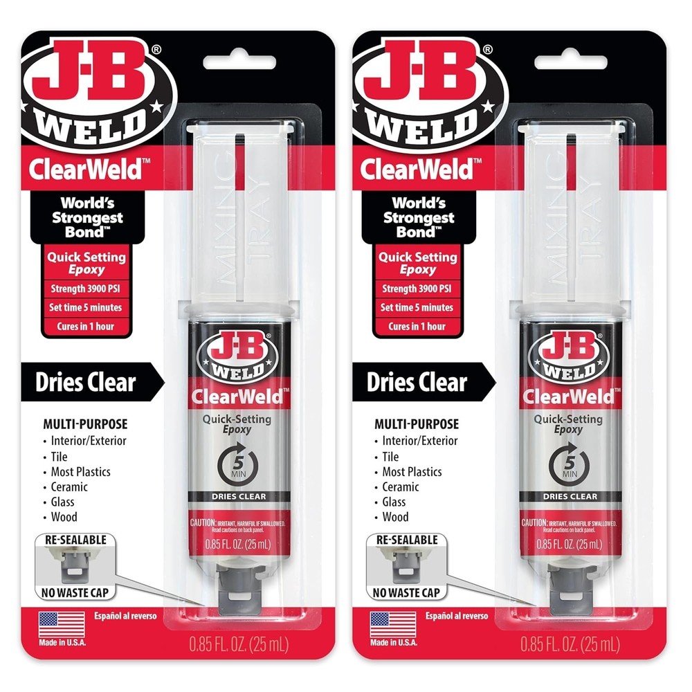ClearWeld 5-Minute Epoxy 2-Pack - Strong, Water-Resistant Multi-Surface Adhesive