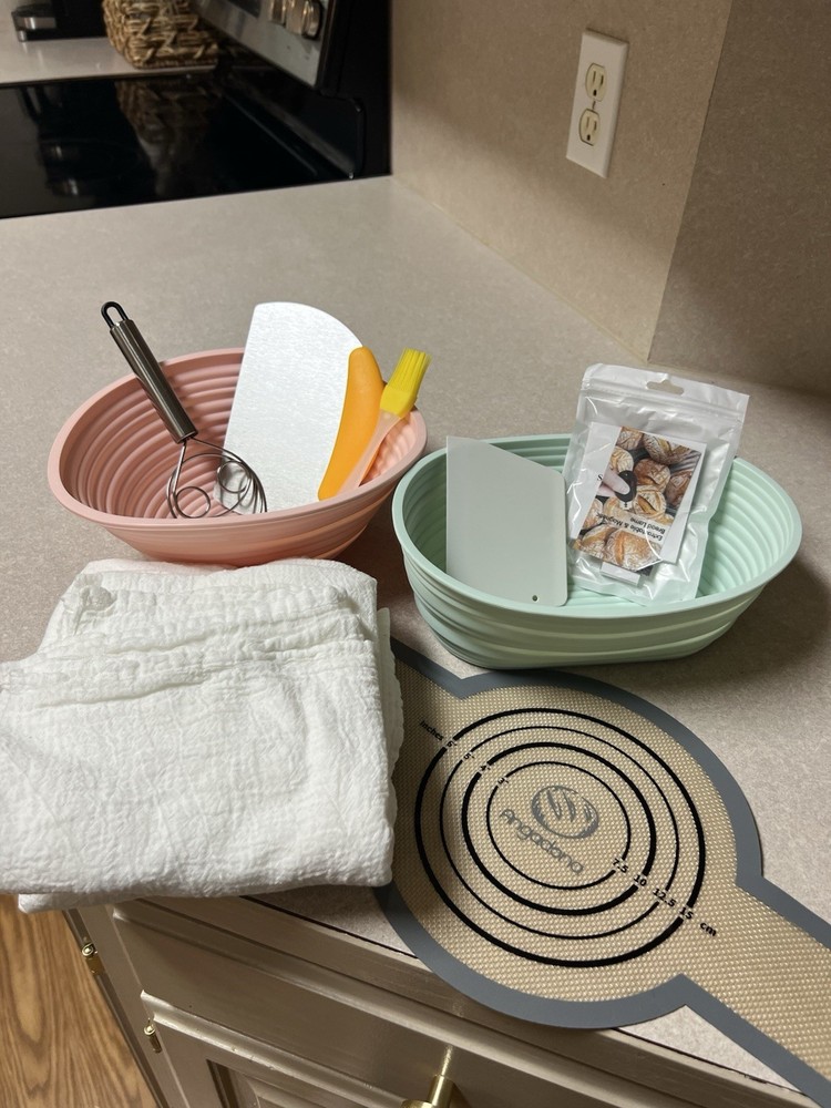 Bread Making Kit 9-Piece Non-Stick Proofing Baskets, Tools, Silicone Mat