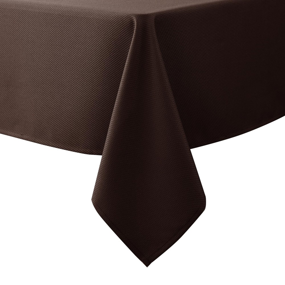 Textured Fabric Tablecloths 60x84 Inch Rectangular, Brown Water Resistant Decor