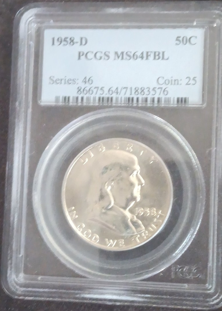 1958-D Franklin Half Dollar Silver PCGS MS64FBL Uncirculated