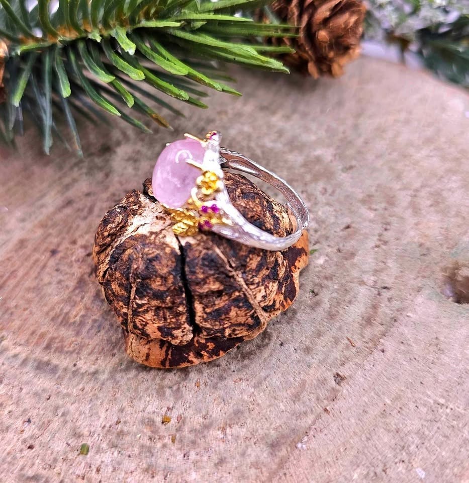 Nature Pink Morganite Stone Adjustable Ring