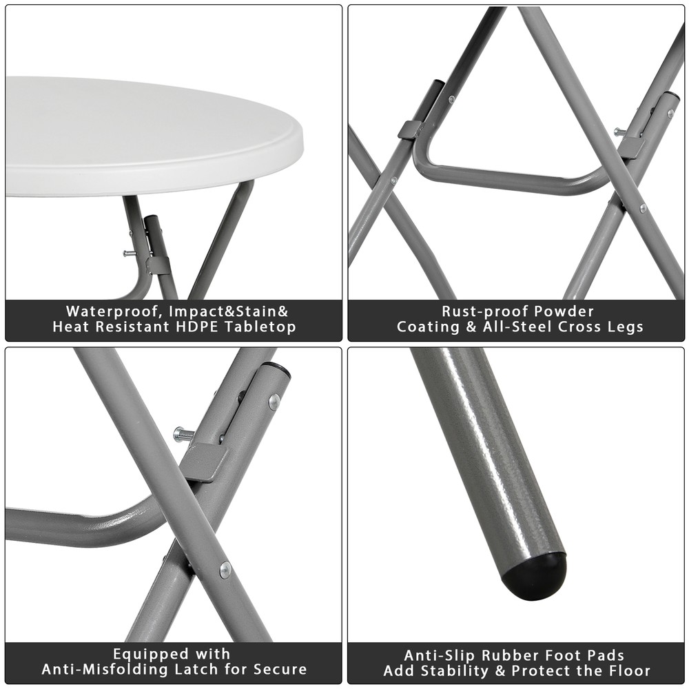 2PCS 32"Cocktail Table Round High Top Folding Table Round High Top Folding Table