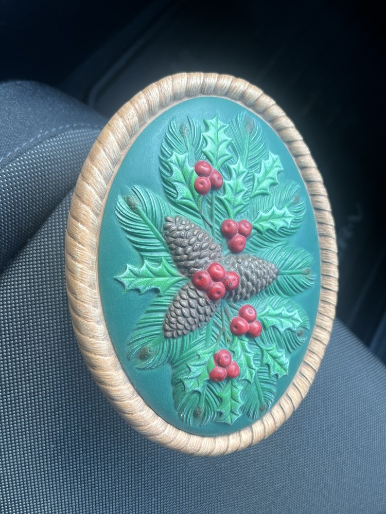 Ceramic Holiday Trinket Box , Hand Painted , Glazed Inside