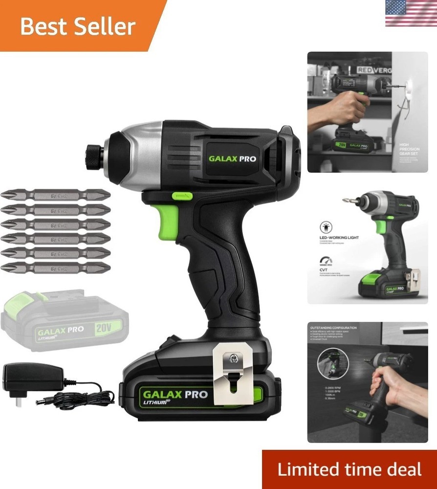 Compact 20V Lithium Ion Impact Driver with Charger & 6 Bits - Versatile Tool