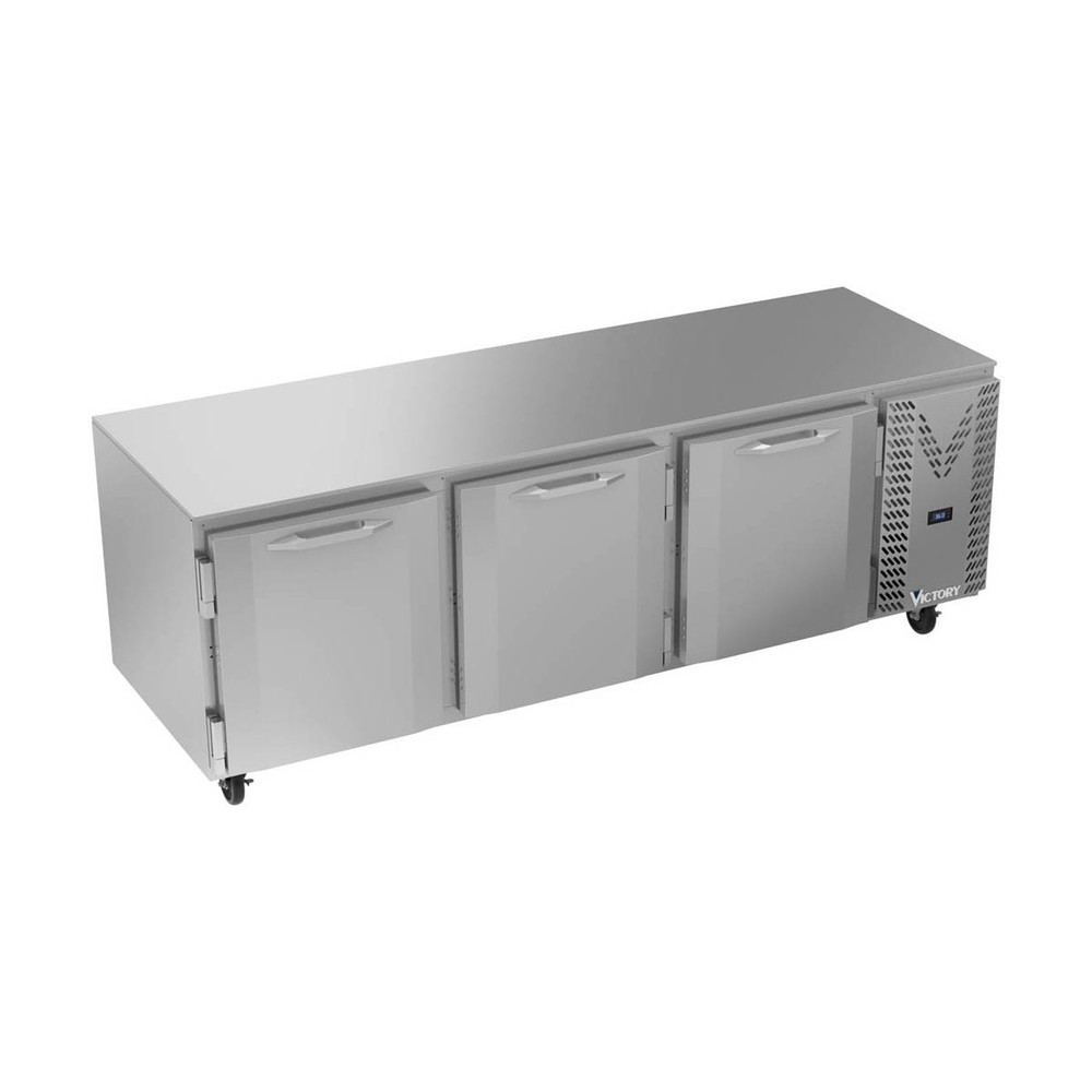 Victory VUR93HC 93" 3-Section Undercounter Refrigerator w/ 3 Solid Doors, 29....