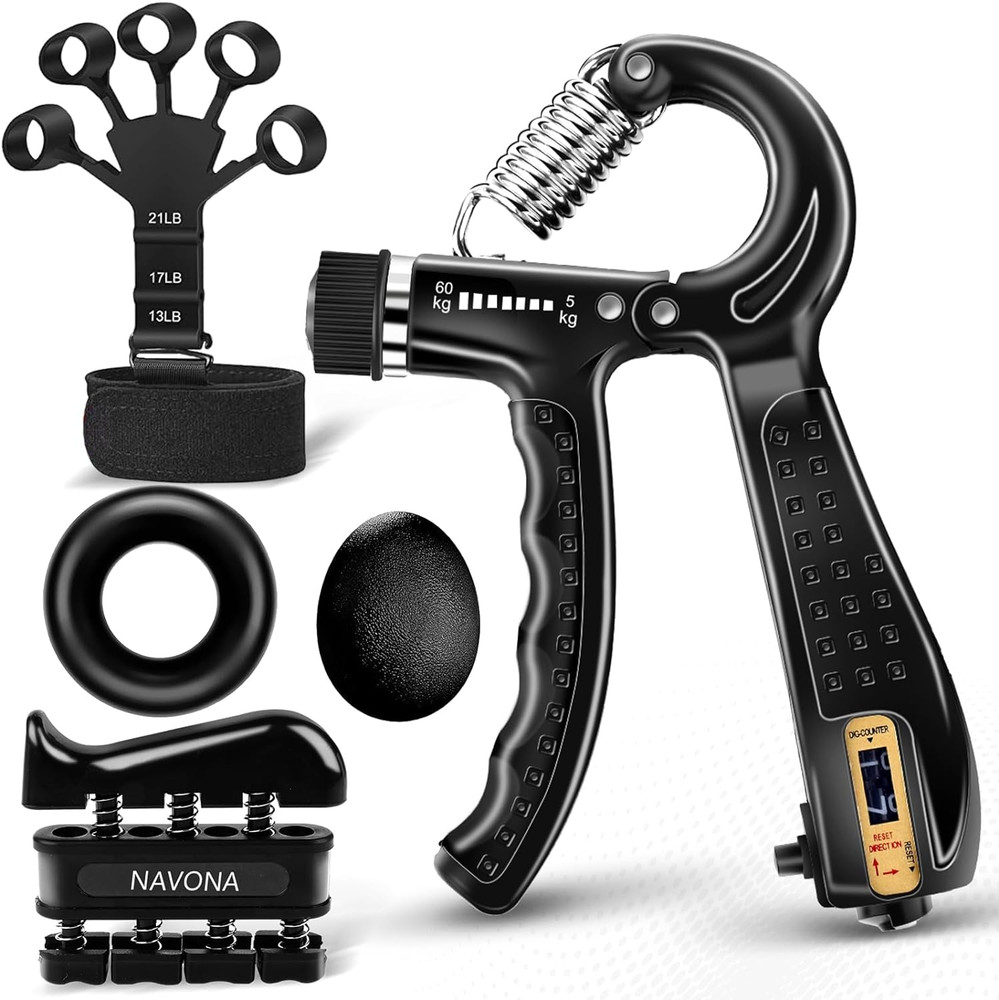 5 PCS Grip Strength Trainer Kit - Hand Gripper, Forearm & Finger Exercisers