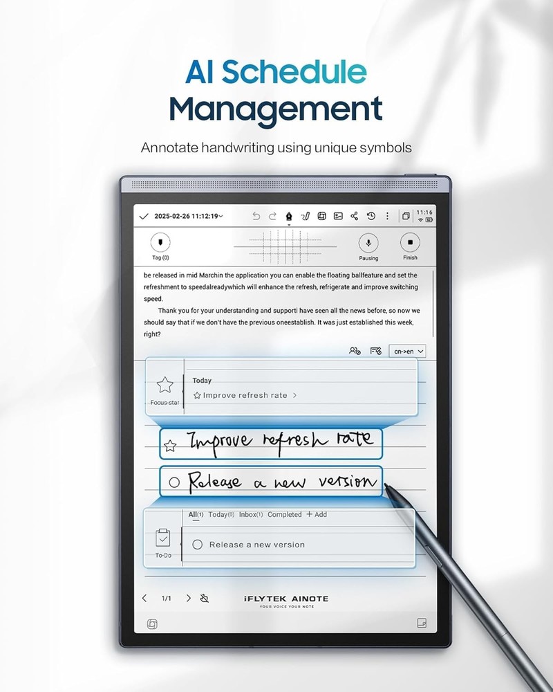 iFLYTEK AINOTE Air 2 Bundle – 8.2" E Ink AI Note-taking Tablet with Stylus