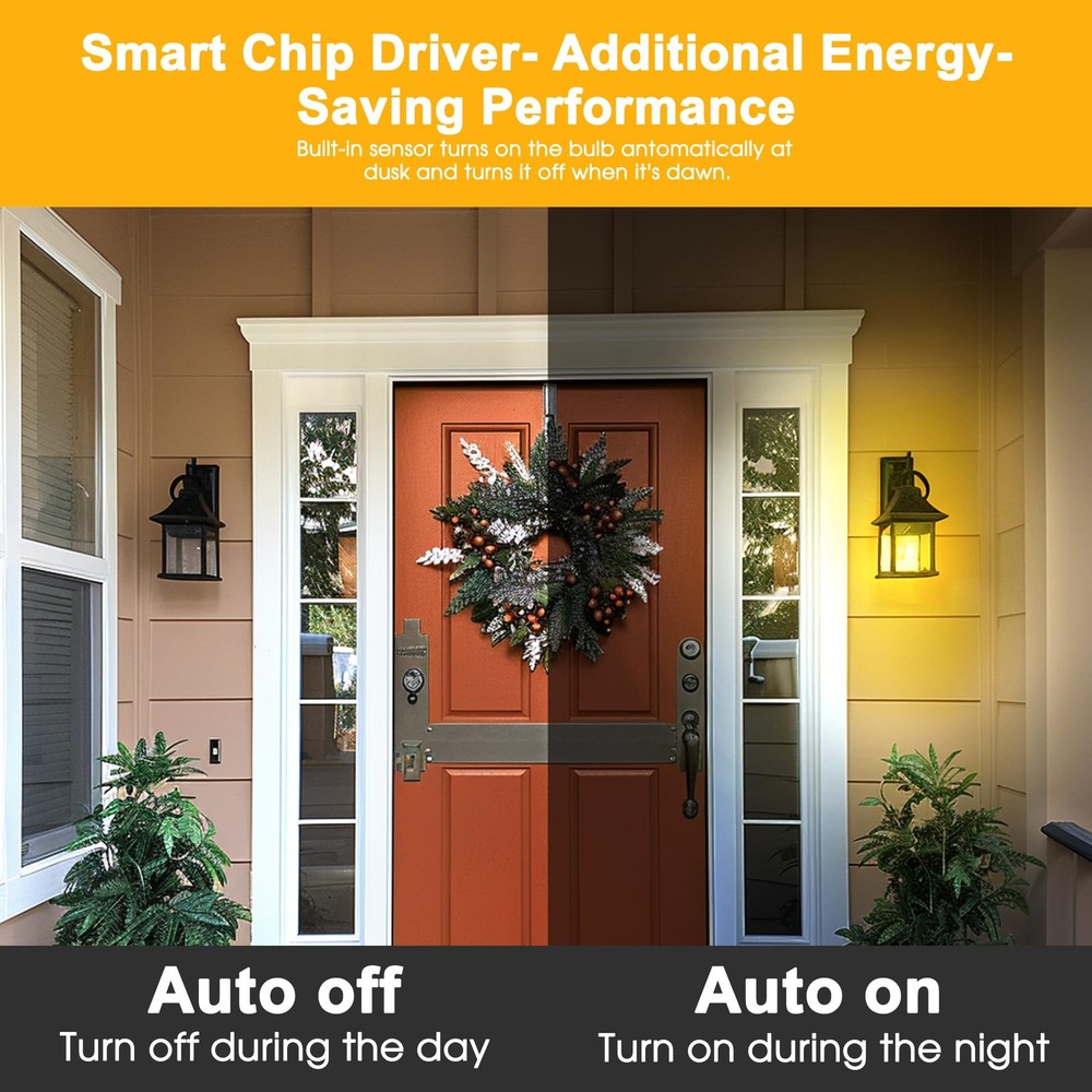 EvaStary Dusk to Dawn LED Yellow Bug Light Bulb, 2 Pack Dawn,