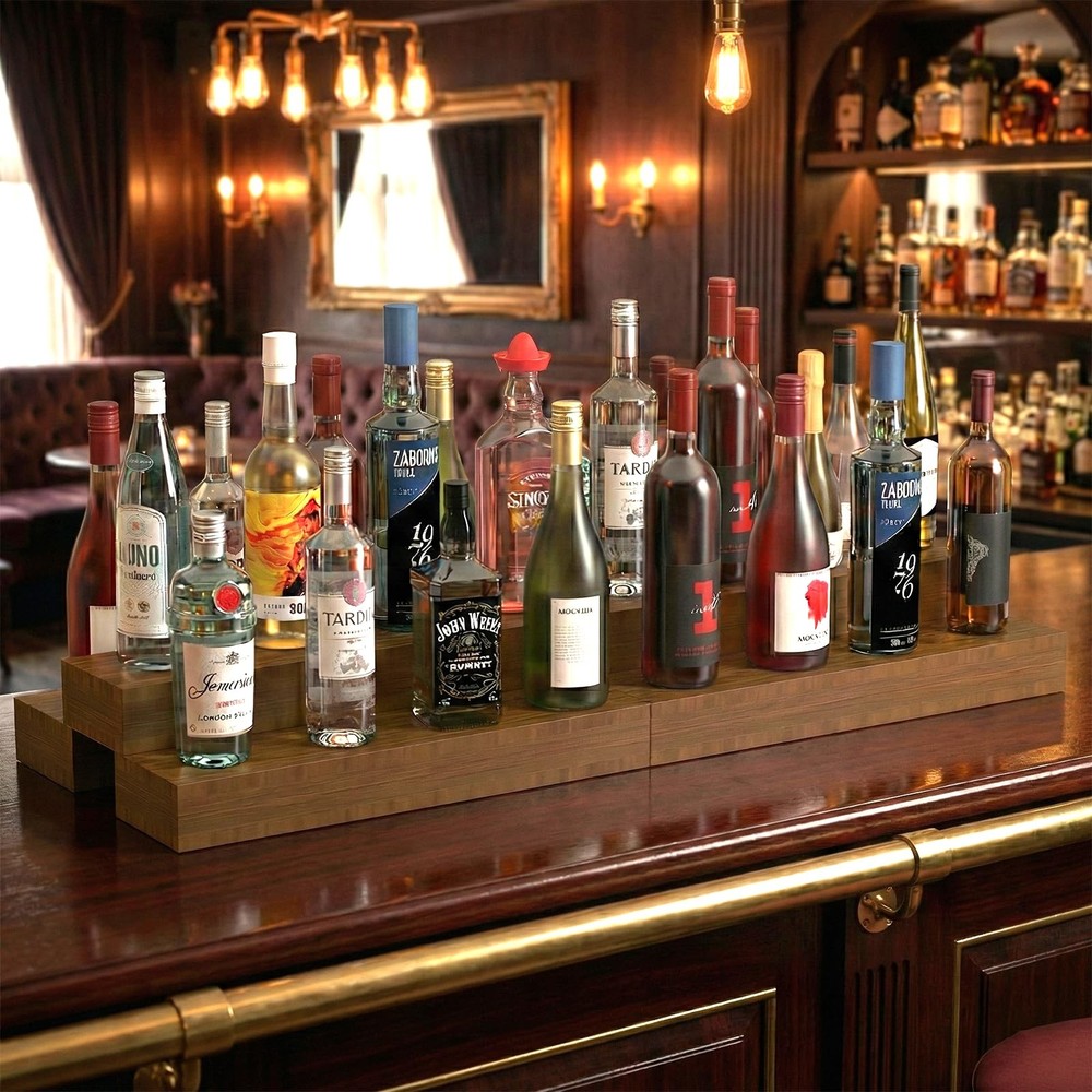 Modular Liquor Bottle Stand for Home Bar – Stackable Adjustable Liquor Bottle...