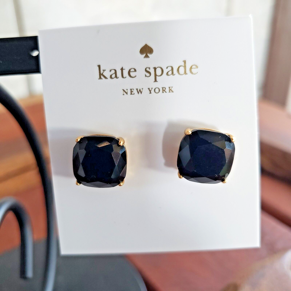 kate spade- Faceted -Small Square Stud Earrings- Jet Black- NWT