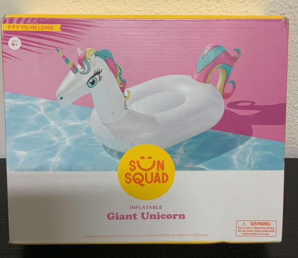 🏖️ Sun Squad Inflatable Giant Unicorn - 7 Ft 1⅜" Long Pool Float 🆕