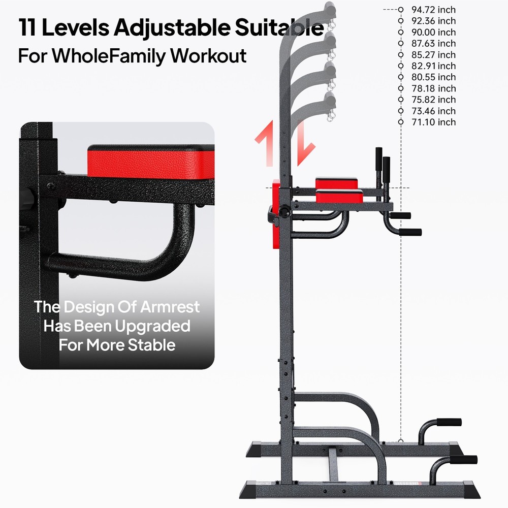 Indoor Power Tower MultiFunction Strength Training Dip Station Pull Up Bar Gym