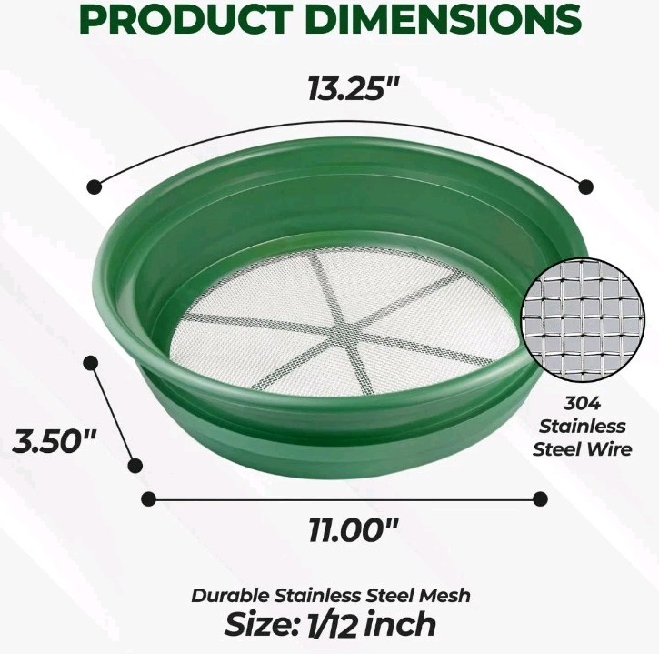 Gold Prospecting Sifting Panning T, 13 1/4 Inch Stackable Classifier