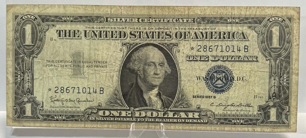 1957 B $1 Note Silver Certificate Star Note, #⭐️28671014B! 🔥