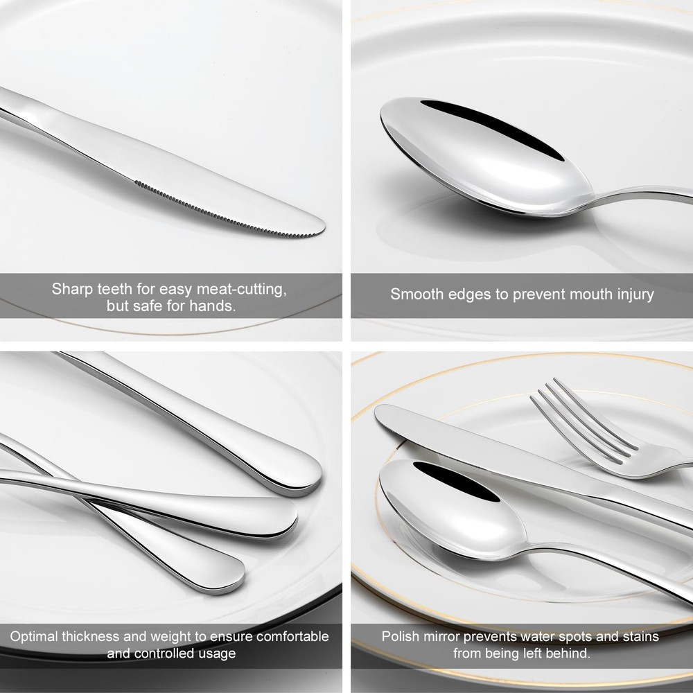 60 Piece Silverware Set for 12, Stainless Steel Flatware Set Tableware Set In...