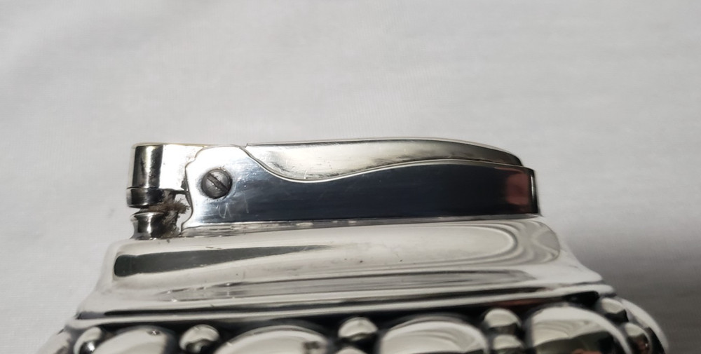 Ronson Crown Table Lighter Silver Tone Swirl Vintage Untested