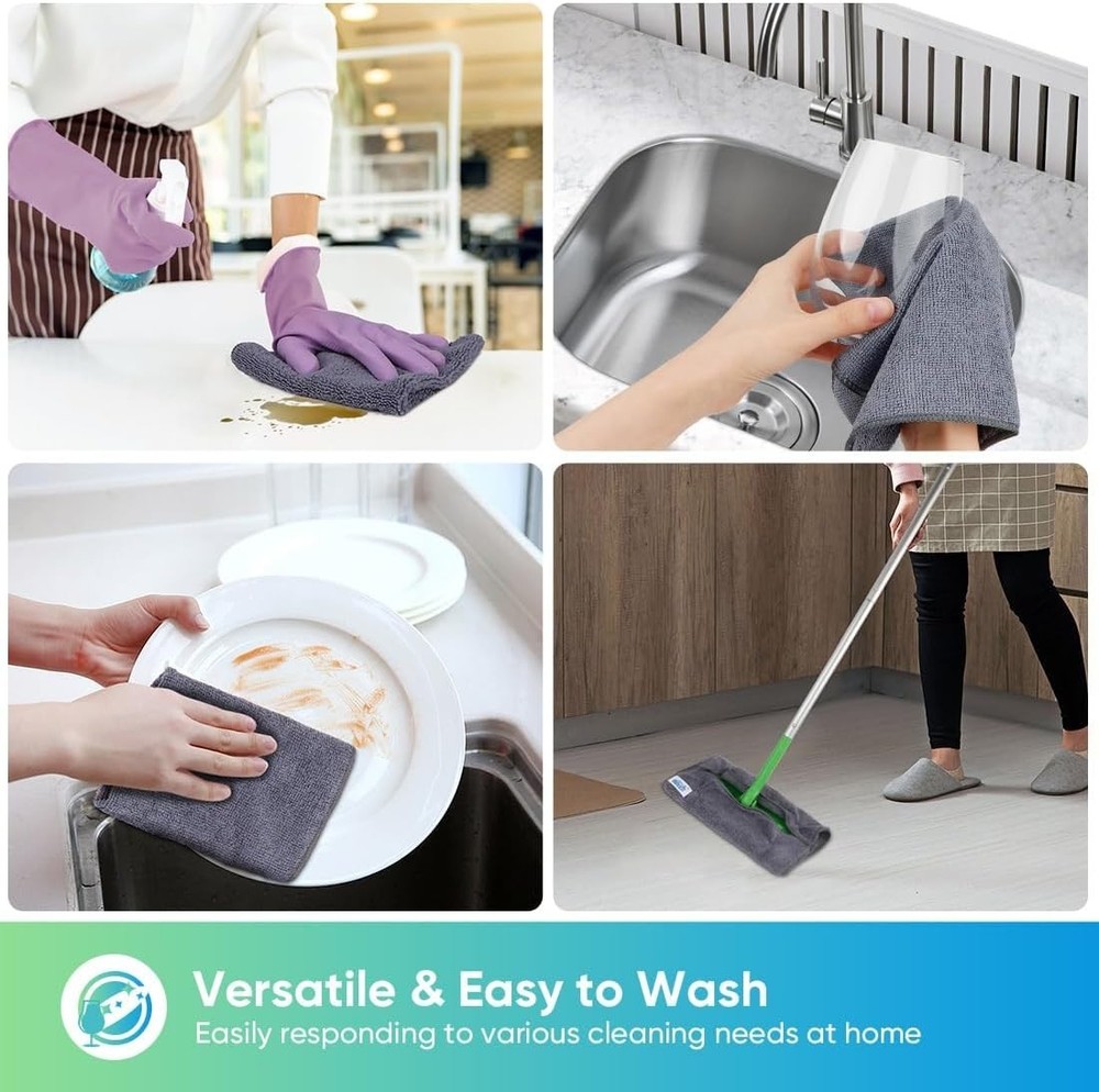 Eco-Friendly 12 Pack Grey Microfiber Cleaning Cloths