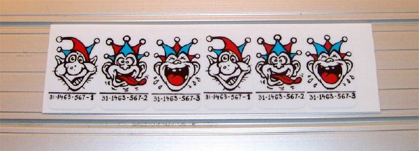 Williams JOKERZ Pinball Machine Drop Target Decal Set