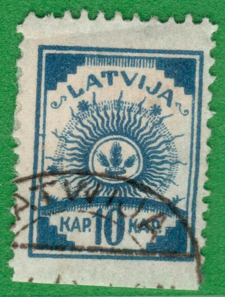 LATVIA missing perforation 10 KAP. 1919s. Sc. 19 ERROR USED 5453